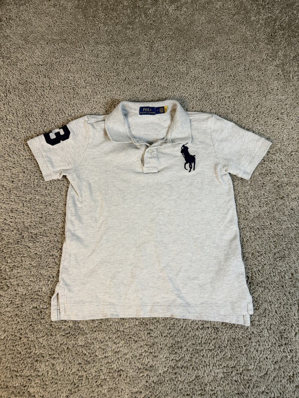 Polo Ralph Lauren Polo Shirt Boys 7 Gray Short Sleeve Embroidered Pony